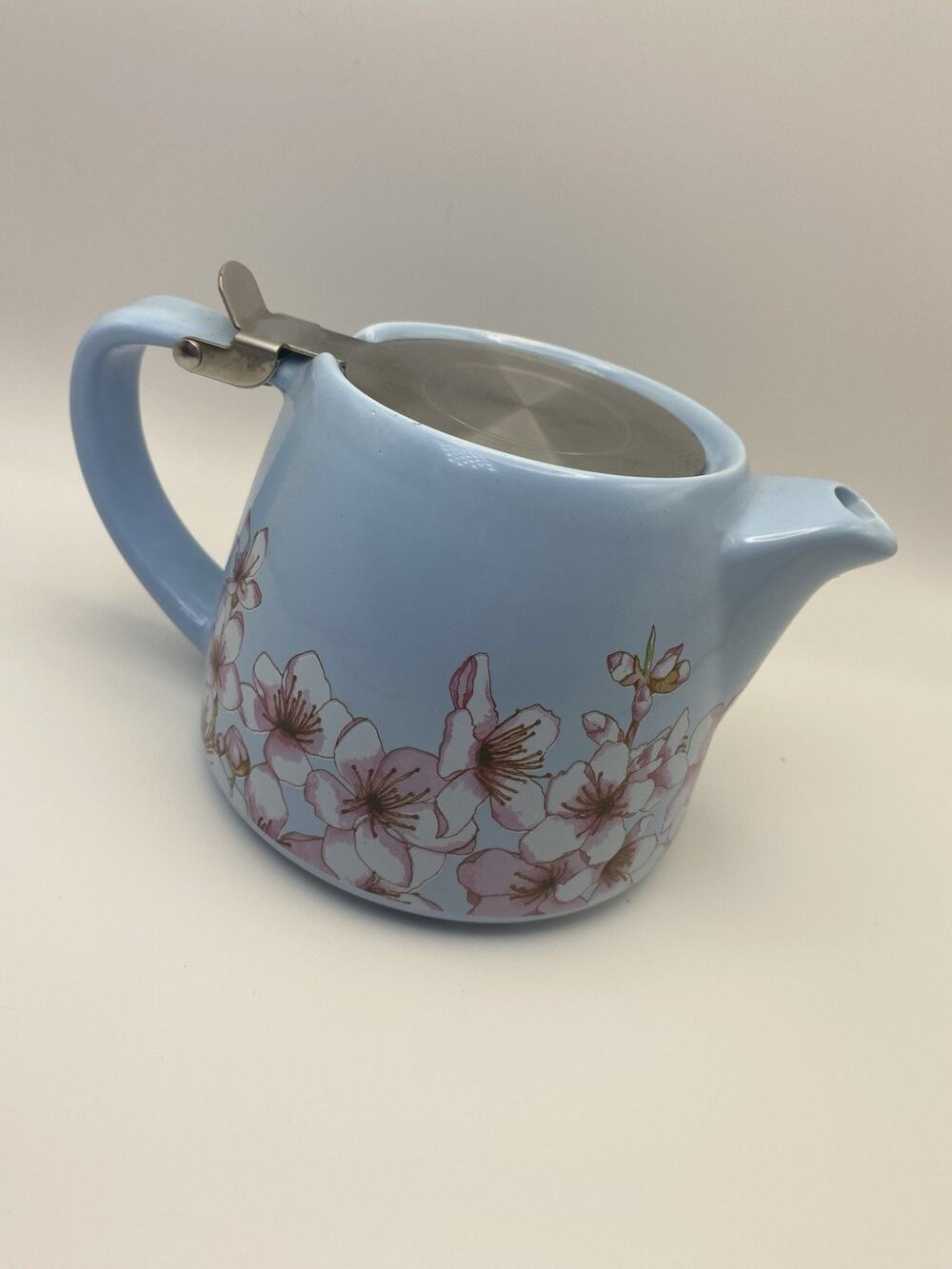 Alfred Ceramic Blue Floral Teapot Cherry Blossom Tea Pot Stainless Hinged Lid!